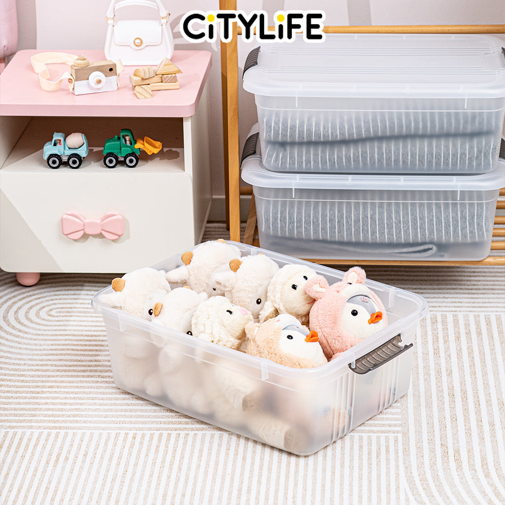 (Bundle of 2) Citylife 29L Transparent Container Box Underbed Stackable Storage X-6342