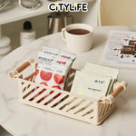 (Bundle of 2) Citylife Stackable Storage Box Crate Storage Basket Open Top Table Decorative Tray Organizer H-8018889