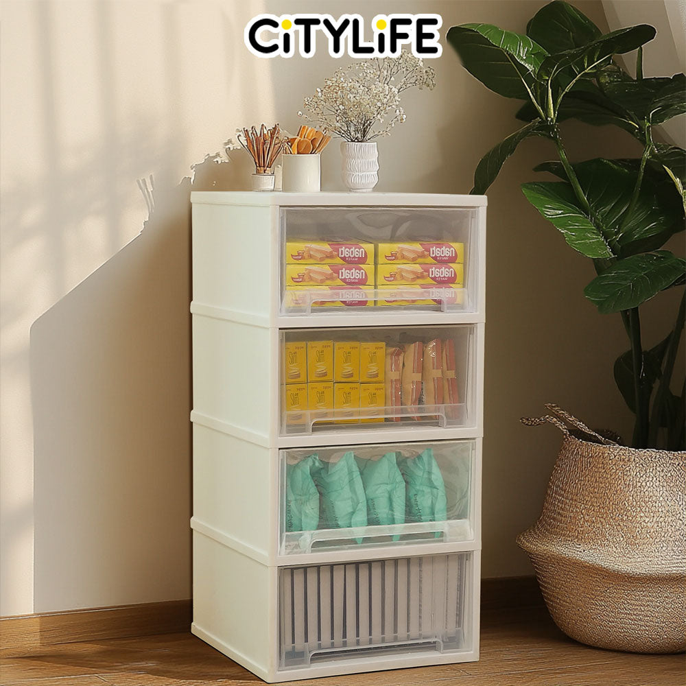 Citylife 108L 4 Tier Storage Cabinet Space Saving Drawer Knock Down Cabinet Cabinet Organizer G-5090