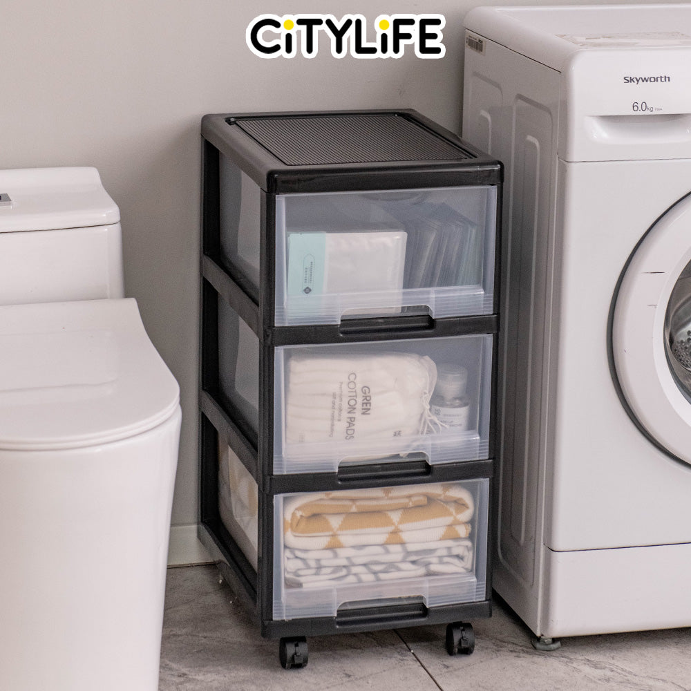 Citylife 54L 3 Tier Storage Cabinet Space Saving Drawer Cabinet Organizer With Wheels G-5020