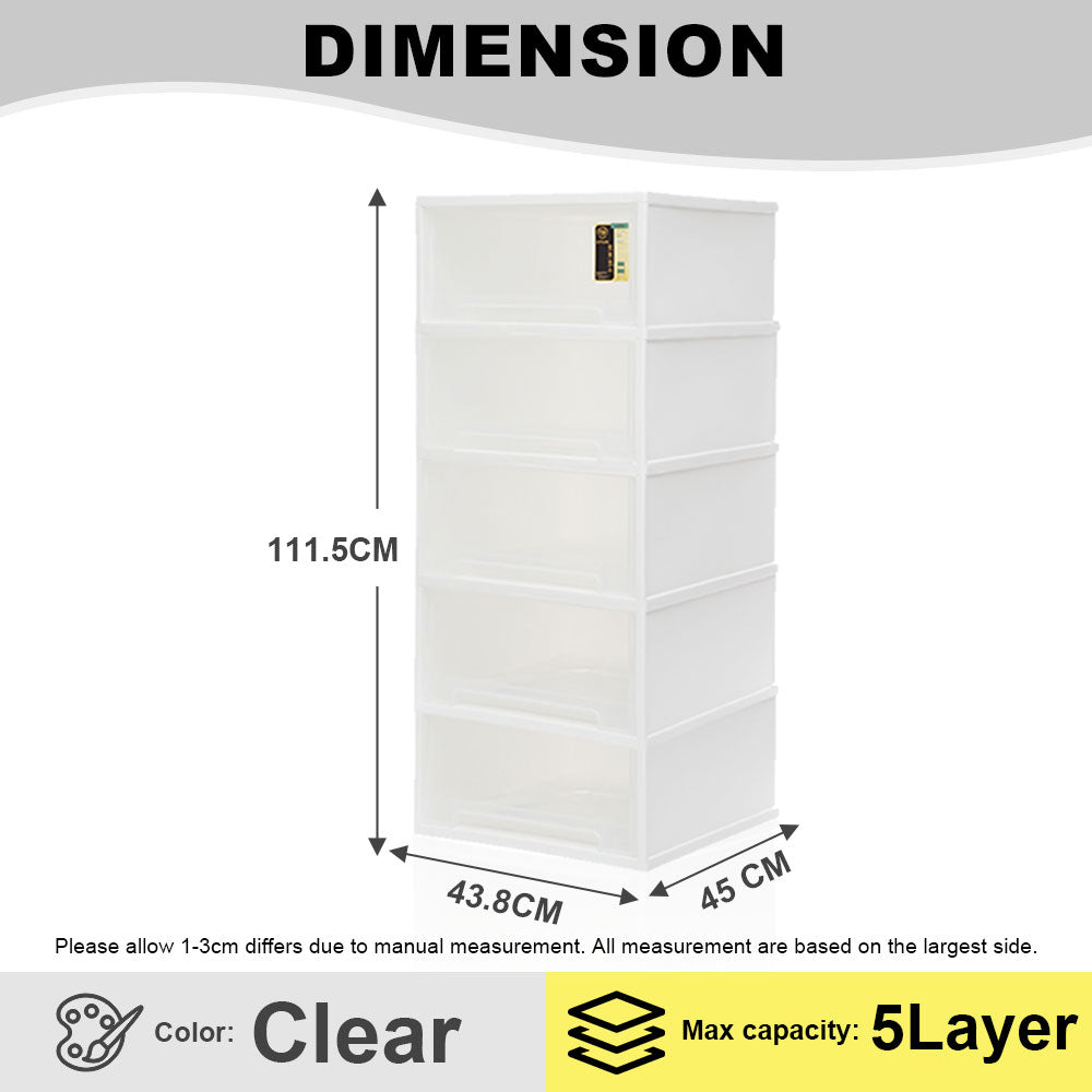 Citylife 135L 5 Tier Storage Cabinet Space Saving Drawer Knock Down Cabinet Cabinet Organizer G-5091