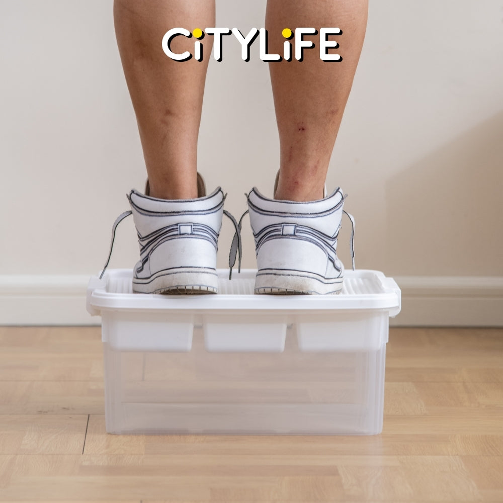 Citylife 16L Transparent Organizer Stackable Storage Container Box With Extra Compartment Tray X-6015