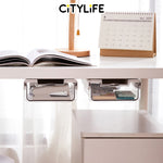 (Bundle of 2) Citylife 2 Packs Self-Adhesive Under Desk Drawer Slide Out Desk Organizers and Accessories H-8097