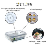 (Gift Pack Bundle) Citylife Air-tight Glass Lunch Box Oven Microwave Glass Food Container Bento Box H-84848586