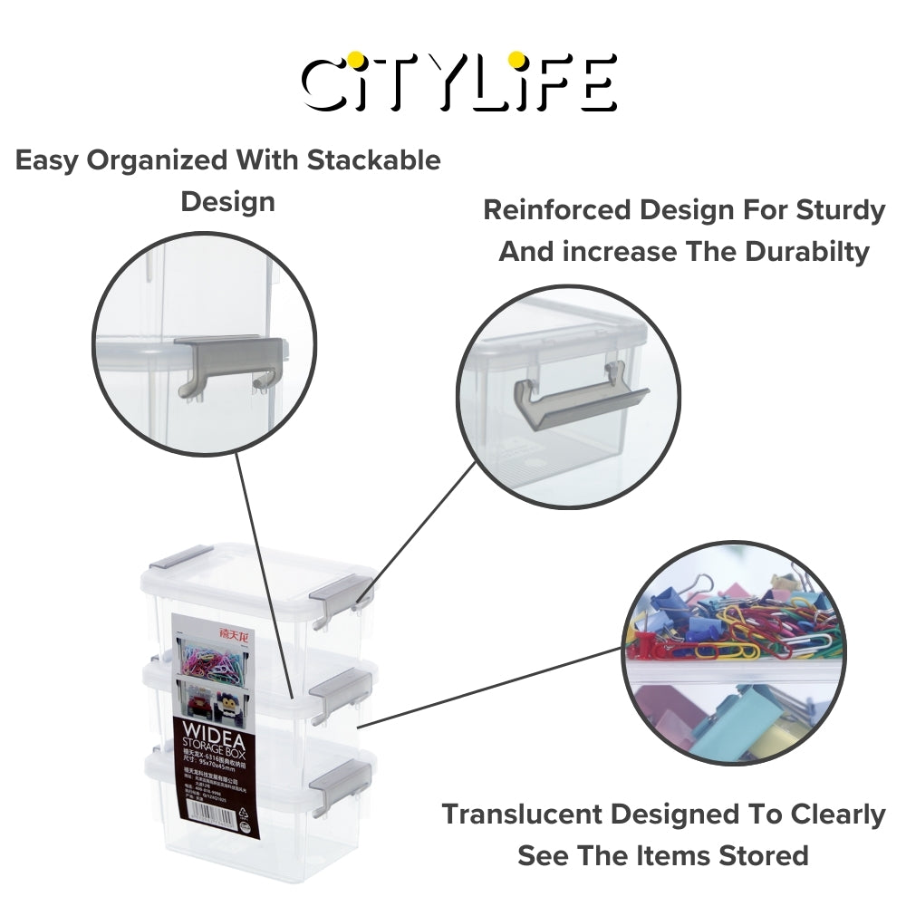(Bundle of 2) Citylife 0.17L Widea Transparent Storage Box Stackable Storage Mini Container Box X-6316
