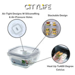 (Gift Pack Bundle) Citylife Air-tight Glass Lunch Box Oven Microwave Glass Food Container Bento Box H-84818283