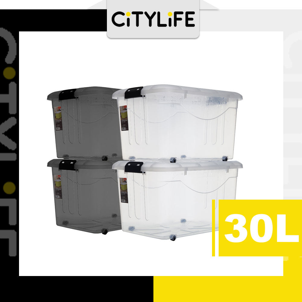 (BUNDLE OF 2) Citylife 30L Large Capacity Stackable Box Storage Container Box With Wheels - M X-6138