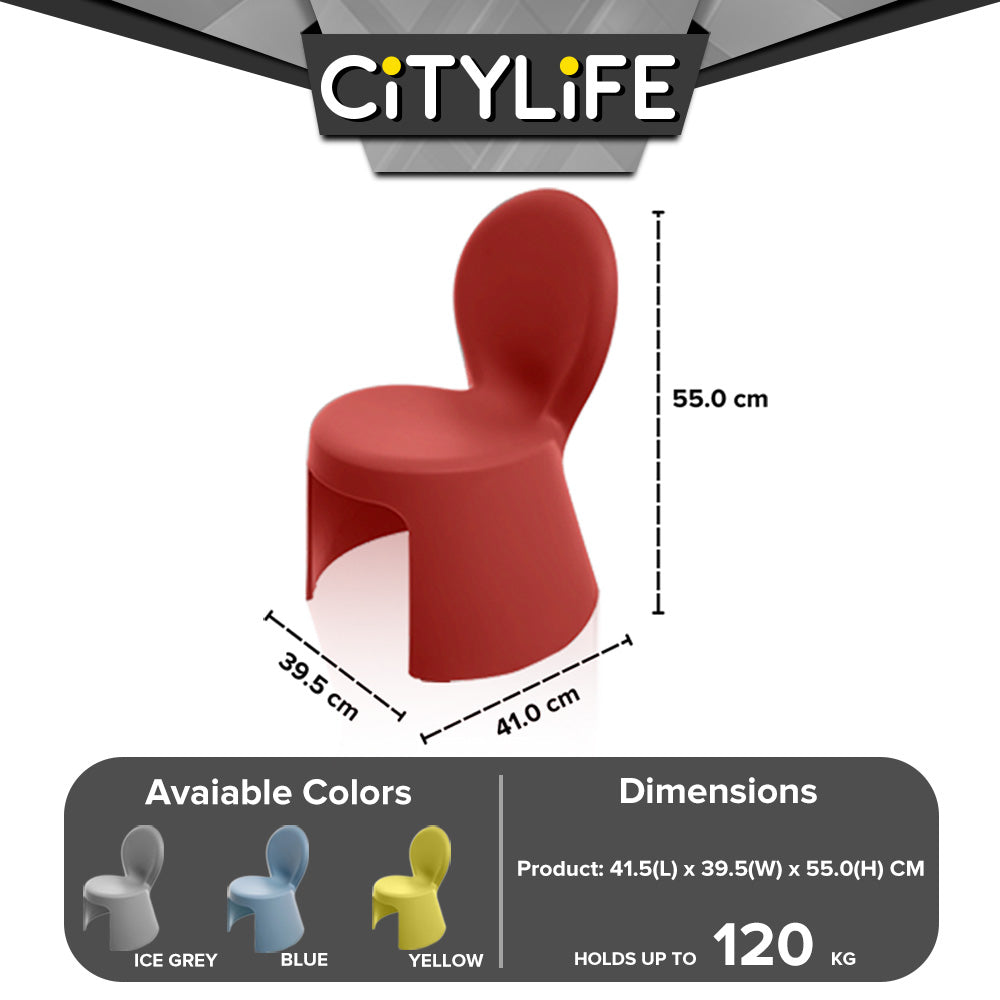 Citylife Sturdy Stackable Kids or Adults Stool Chair with Backrest - (Hold Up To 120kg) D-2123