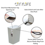 Citylife 12L Bathroom Dustbin Kitchen Hand Press Trash Bin Garbage Bin Rubbish Bin T-3073