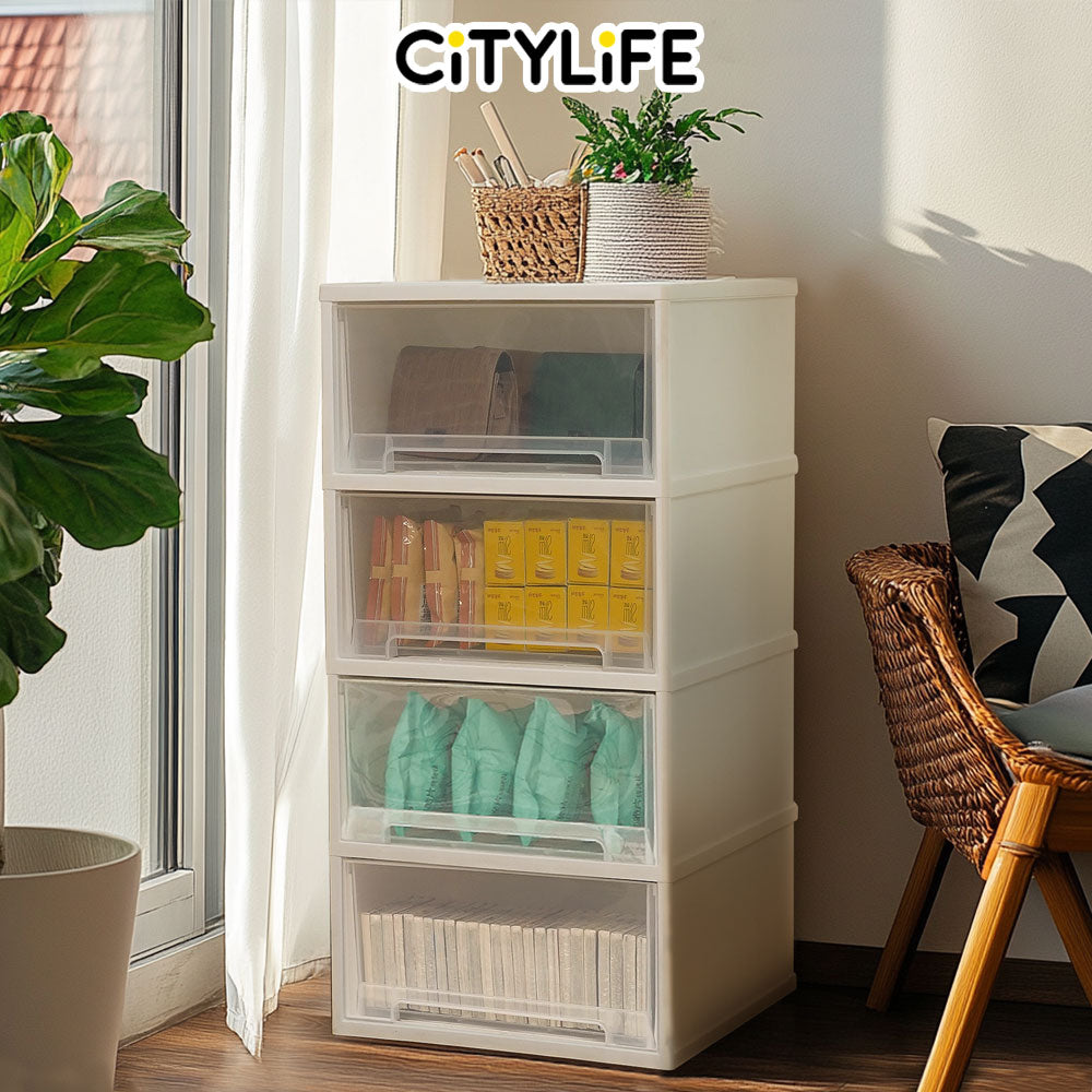 Citylife 108L 4 Tier Storage Cabinet Space Saving Drawer Knock Down Cabinet Cabinet Organizer G-5090