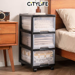 Citylife 54L 3 Tier Storage Cabinet Space Saving Drawer Cabinet Organizer With Wheels G-5020