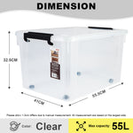 Citylife 55L Widea Transparent Storage Box Stackable Storage Large Container Box With Wheels X-6320