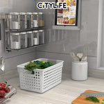 (BUNDLE OF 2) - Citylife Plastic Storage Basket Organizer Toy Storage Kitchen Organizer with handle Basket with holes L-7101020304