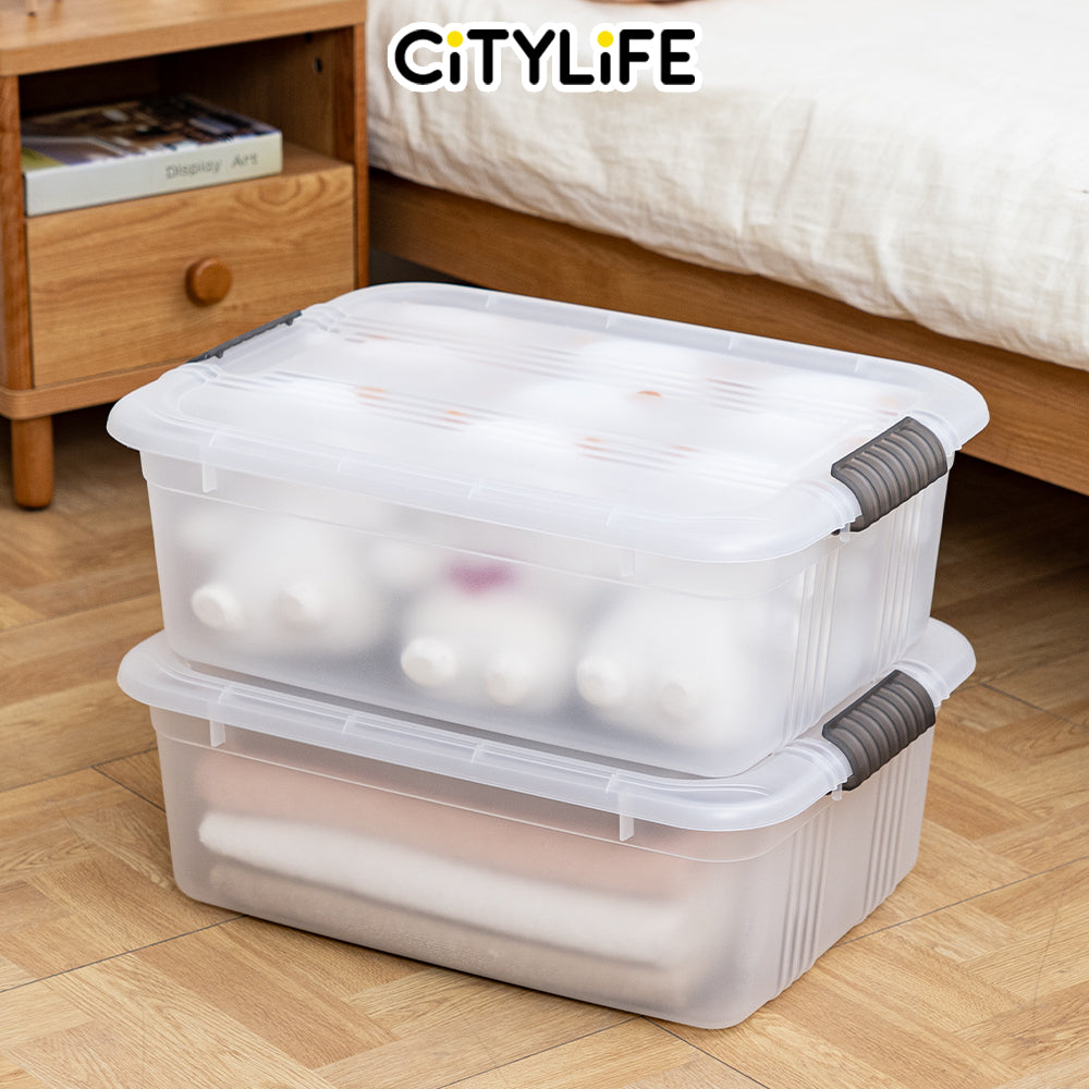 (Bundle of 2) Citylife 29L Transparent Container Box Underbed Stackable Storage X-6342