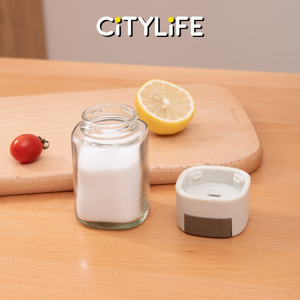 Citylife 100ml Press-Type Quantitative Salt Shaker Each Press 0.5g Seasoning Container Glass Household Quantitative Salt Bottle H-9459