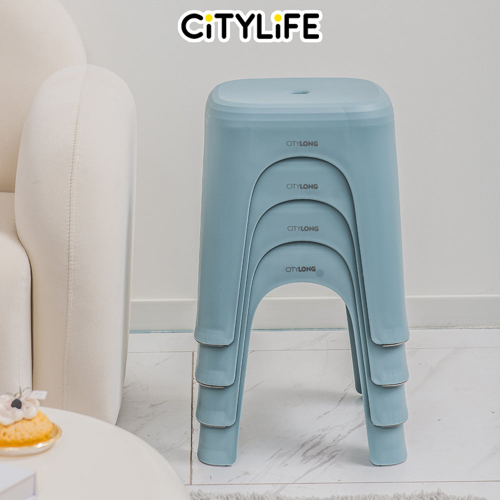 (Bundle of 2) Citylife Sturdy Stackable Picnic Gathering Cuboid Sitting Stool Chair Hold Up To 120kg D-213233