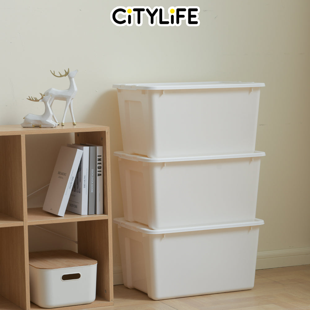 Citylife 47L Transparent Storage Box Stackable Storage Large Container Box With Wheels X-6333