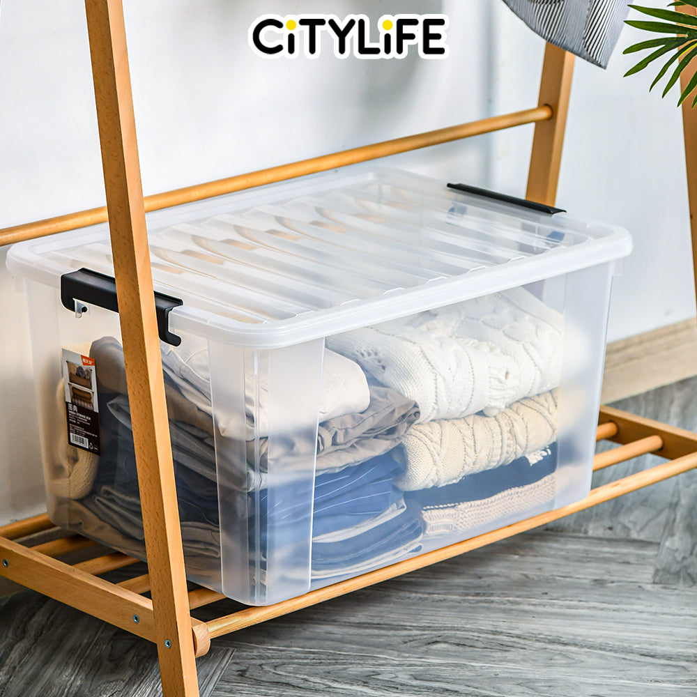 Citylife 84L Widea Transparent Storage Box Stackable Storage Large Container Box With Wheels X-6324