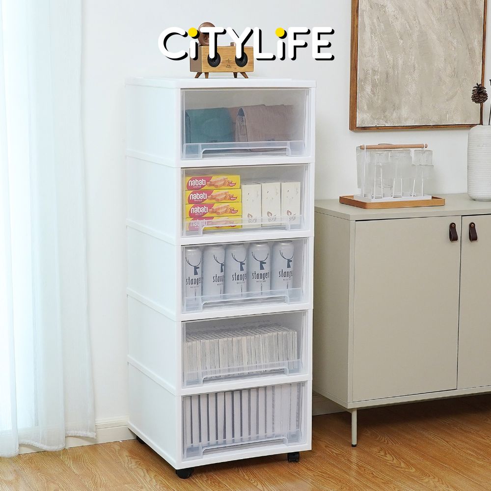 Citylife 135L 5 Tier Storage Cabinet Space Saving Drawer Knock Down Cabinet Cabinet Organizer G-5091