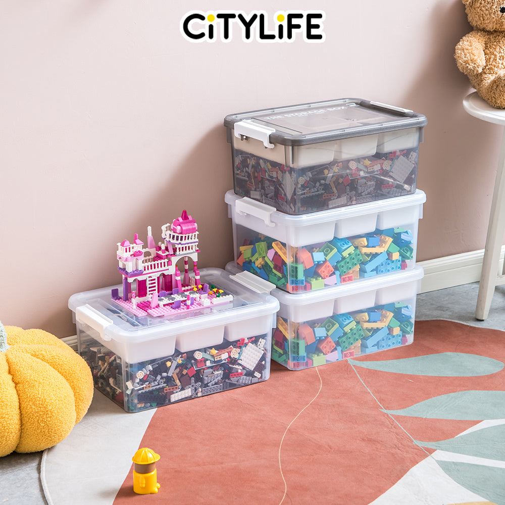 Citylife 16L/43L Transparent Organizer Stackable Storage Container Box With Extra Compartment Tray X-60111218