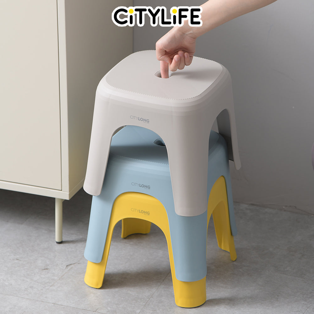 (Bundle of 2) Citylife Foot Stool Sturdy Stackable Bathroom Kitchen Sitting Foot Stool - (Hold Up To 100kg) D-2127