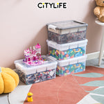 Citylife 43L Transparent Organizer Stackable Storage Container Box With Extra Compartment Tray X-6018