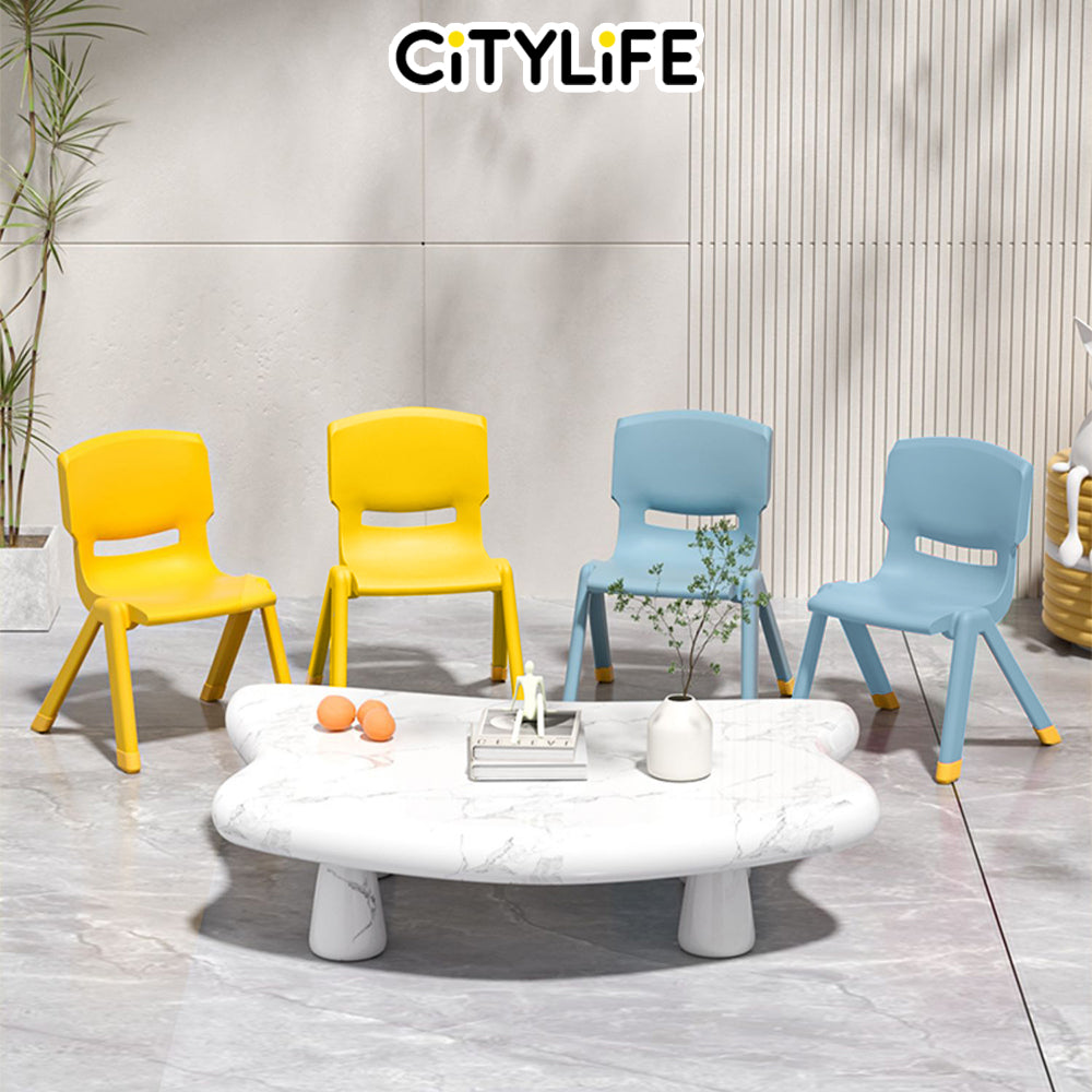 Citylife Sturdy Stackable Kids or Adults Stool Chair with Backrest - (Hold Up To 120kg) D-2019