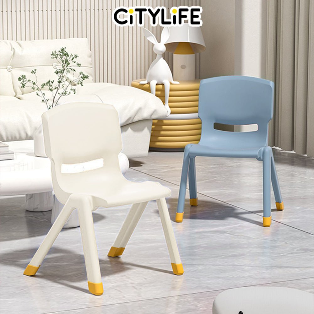 Citylife Sturdy Stackable Kids or Adults Stool Chair with Backrest - (Hold Up To 120kg) D-2019