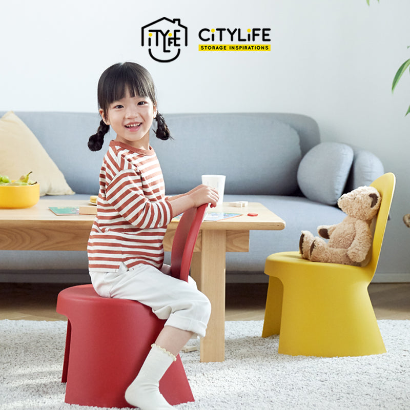 Citylife Sturdy Stackable Kids Cuboid Sitting Stool Chair with Backrest Hold Up To 80kg D-2123