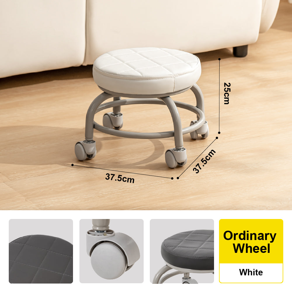 🔥NEW🔥Citylife Swivel Low Roller Seat Stool Children Small Chair Round Stool with Sofa Cushion Foot Pulley Moving