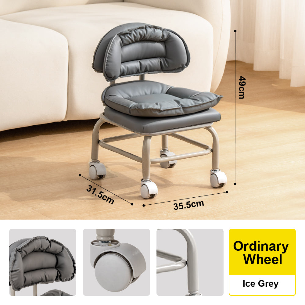 🔥NEW🔥Citylife Swivel Low Roller Seat Stool Children Small Chair Round Stool with Sofa Cushion Foot Pulley Moving