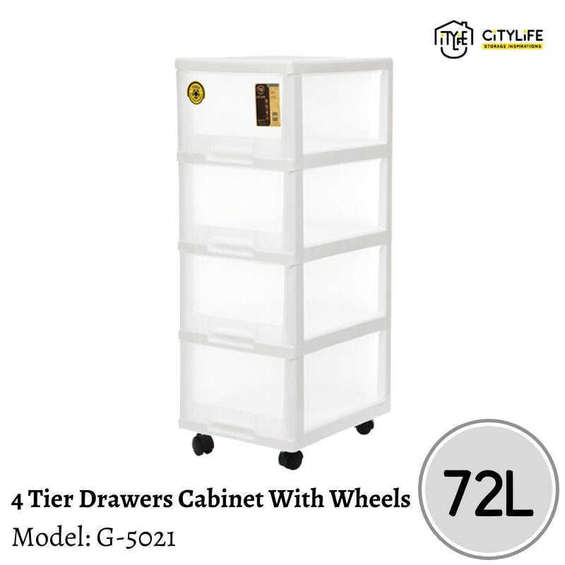 Citylife 72L 4 Tier Drawers Multi-Purpose Comfort Cabinet With Wheels G-5021