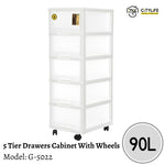 Citylife 90L 5 Tier Drawers Multi-Purpose Comfort Cabinet With Wheels G-5022