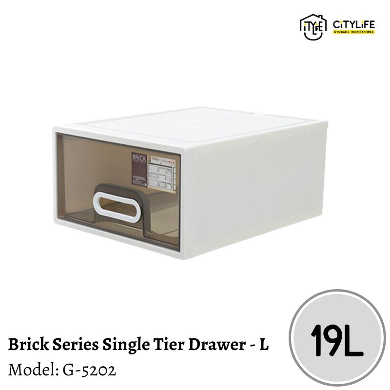 Citylife 19L Multi-Purpose Wardrobe Stackable Brick Single Tier Storage Drawer Organizer - L G-5202