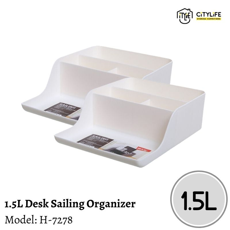 (Bundle of 2) Citylife 1.5L Multi-Purpose Extra Compartment Desk Sailing Stationary Tools Storage Organizer H-7278
