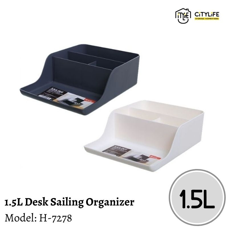 (Bundle of 2) Citylife 1.5L Multi-Purpose Extra Compartment Desk Sailing Stationary Tools Storage Organizer H-7278