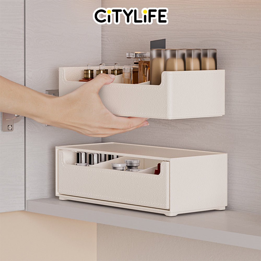 Citylife Cabinet Storage Box Make Up Organizer Container Bathroom Stackable Mirror Skincare Acrylic Makeup Cosmetic Organiser H-7355/62