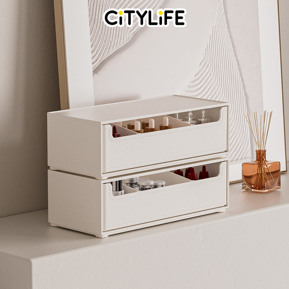 Citylife Cabinet Storage Box Make Up Organizer Container Bathroom Stackable Mirror Skincare Acrylic Makeup Cosmetic Organiser H-7355/62