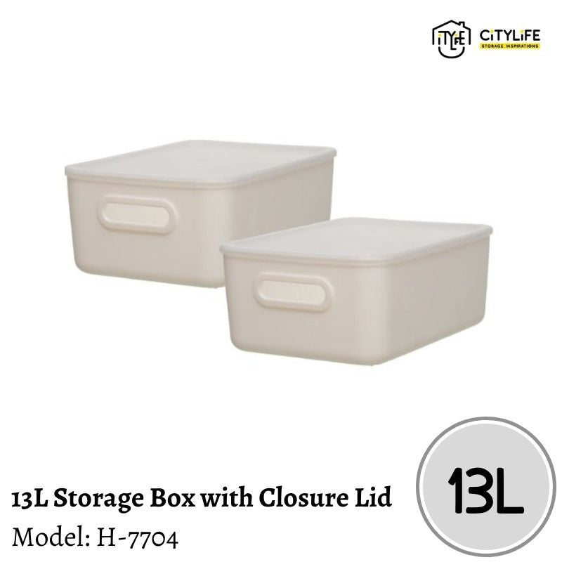 (Bundle of 2) Citylife 13L Multi-Purpose Desk Wardrobe Sleek Storage Container with Closure Lid - M H-7704