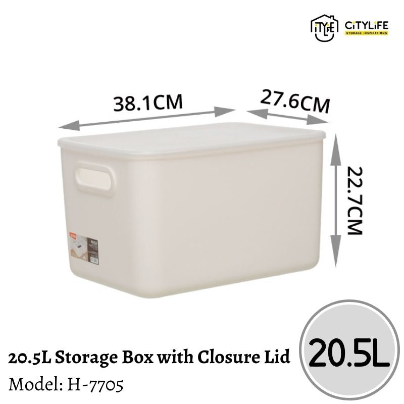 (Bundle of 2) Citylife 20.5L Multi-Purpose Desk Wardrobe Sleek Storage Container with Closure Lid - L H-7705
