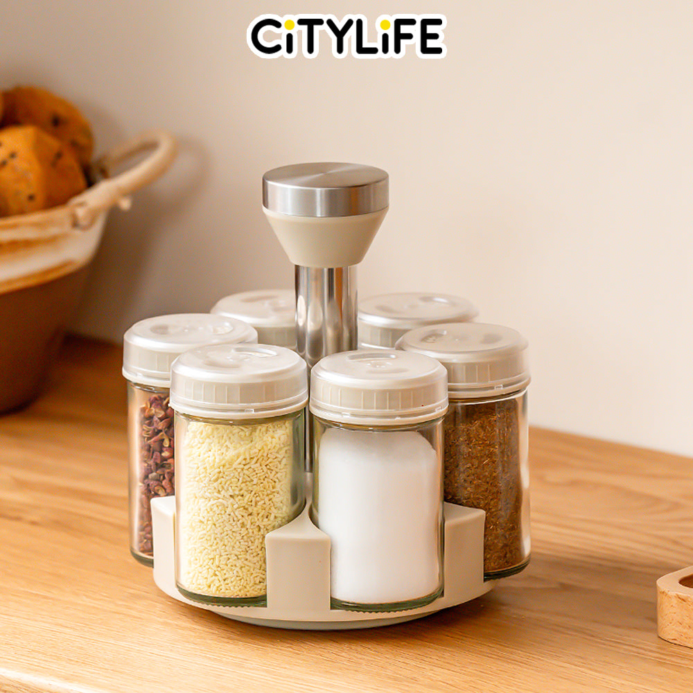 Citylife 360 Rotating Tray Condiment Organizer Spice Tray Organizer Seasoning Rack Shelf Kitchen Organizer H-80202