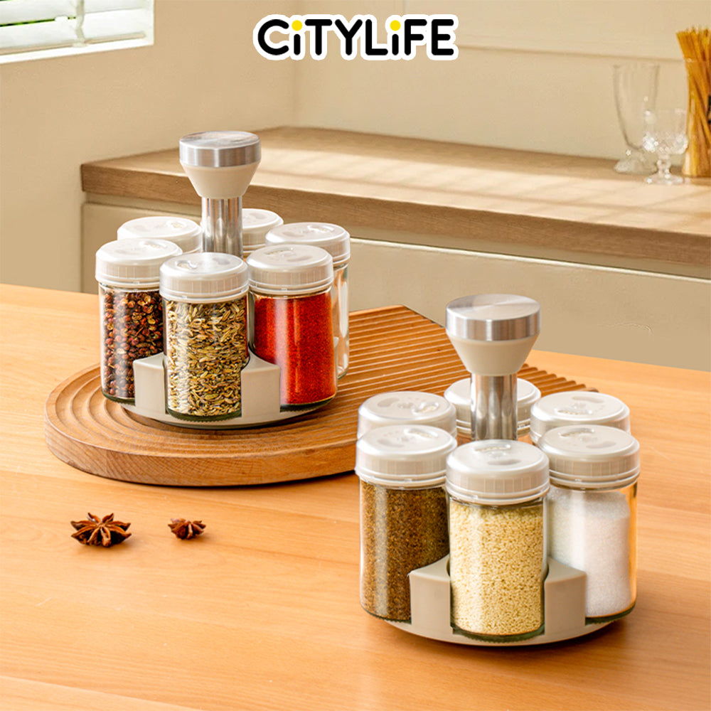 Citylife 360 Rotating Tray Condiment Organizer Spice Tray Organizer Seasoning Rack Shelf Kitchen Organizer H-80202