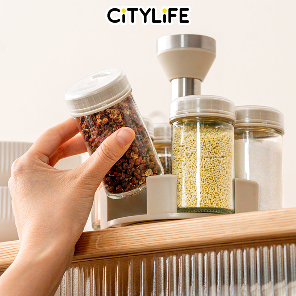 Citylife 360 Rotating Tray Condiment Organizer Spice Tray Organizer Seasoning Rack Shelf Kitchen Organizer H-80202