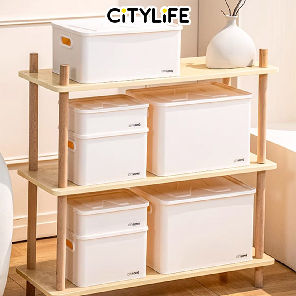 Citylife Organisers Storage Boxes White Storage Box Stackable With Cover Home Organizer Plastic Container H-80321/24