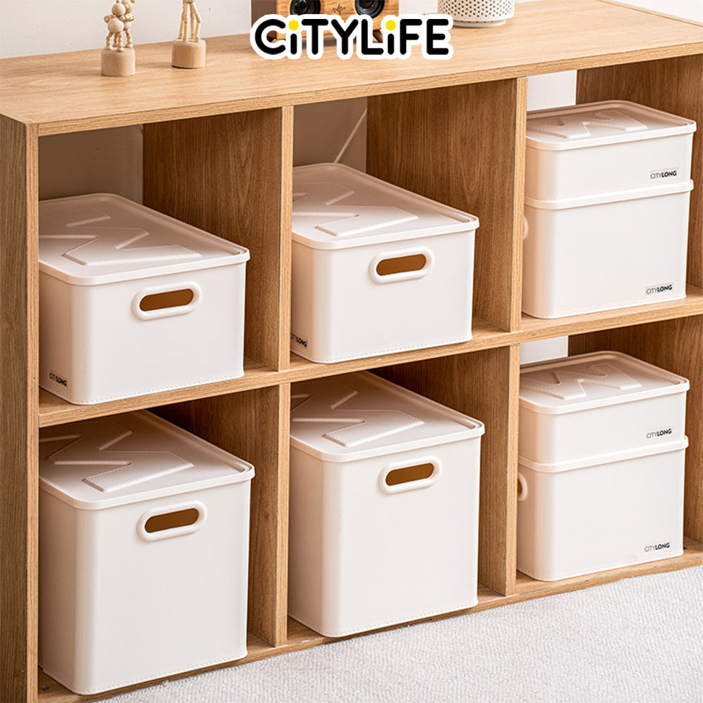 Citylife Organisers Storage Boxes White Storage Box Stackable With Cover Home Organizer Plastic Container H-80321/24