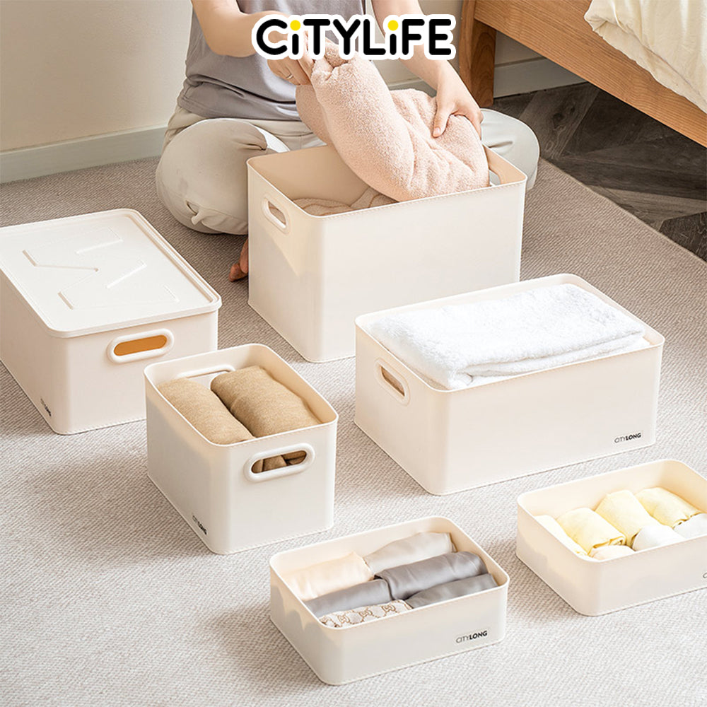 Citylife Organisers Storage Boxes White Storage Box Stackable With Cover Home Organizer Plastic Container H-80321/24