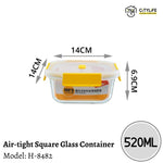 (Bundle of 2) Citylife 520ML Air-tight Square Shape Oven Microwave Freezer Glass Container H-8482
