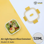 (Bundle of 2) Citylife 520ML Air-tight Square Shape Oven Microwave Freezer Glass Container H-8482