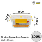 (Gift Pack Bundle) Citylife 320ml to 800ml Air-tight Square Shape Oven Microwave Freezer Glass Container H-84818283
