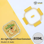 (Bundle of 2) Citylife 800ML Air-tight Square Shape Oven Microwave Freezer Glass Container H-8483